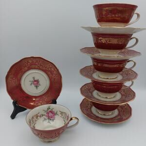 Vintage Royal Heidelberg Winterling Germany 12pc Tea Set. 6 Cups & 6 Saucers